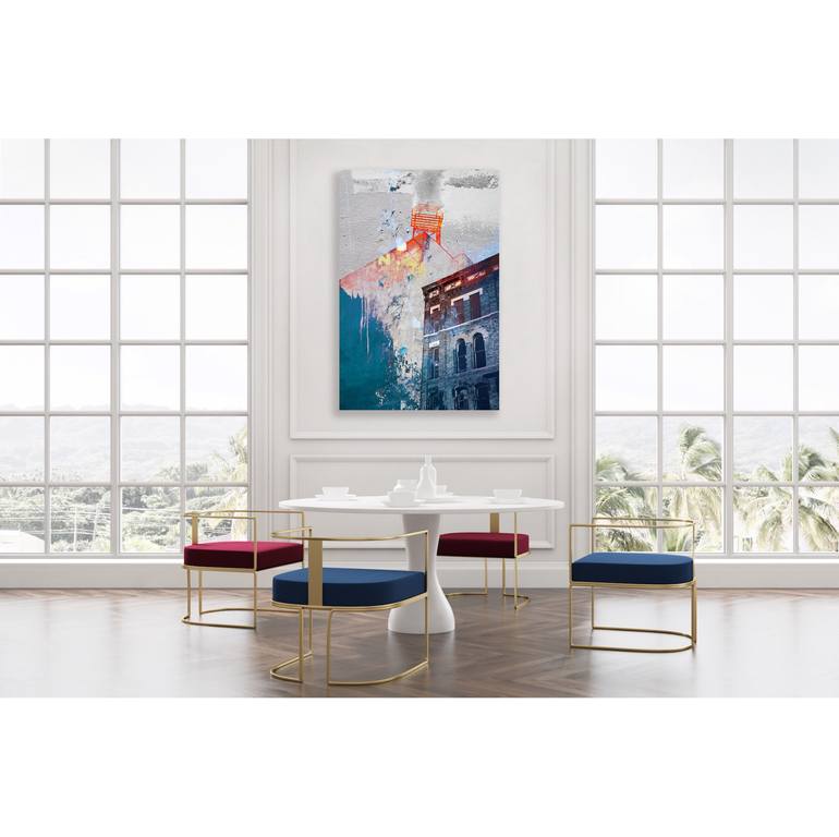 Original Abstract Architecture Mixed Media by Iskra Johnson