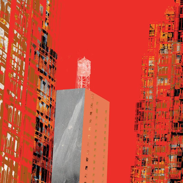 Original Abstract Architecture Mixed Media by Iskra Johnson