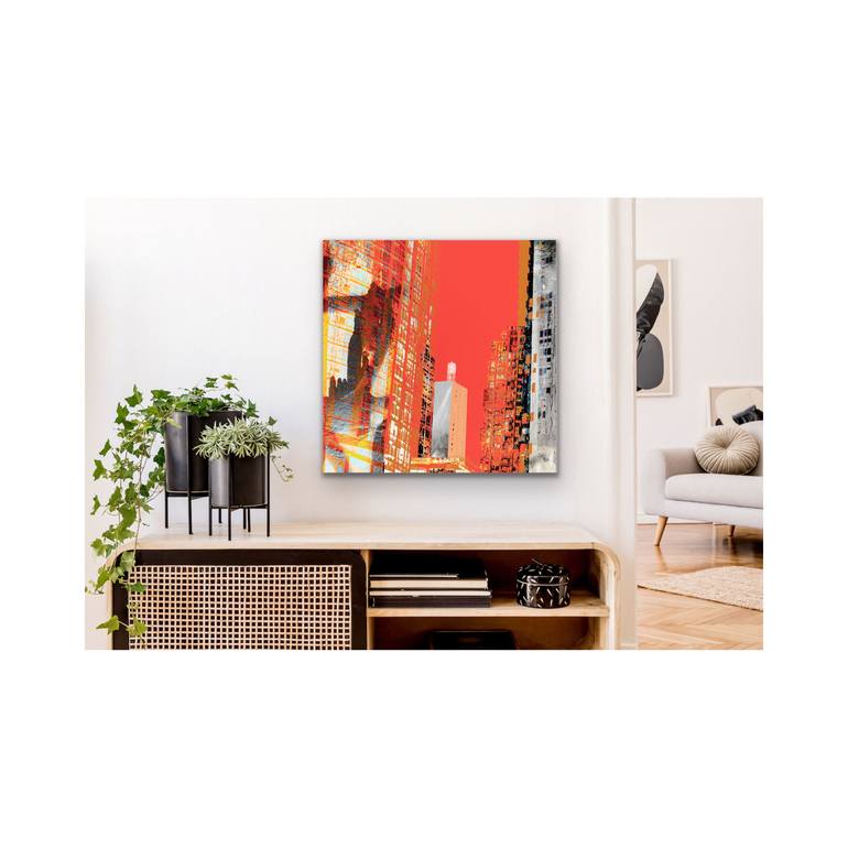 Original Abstract Architecture Mixed Media by Iskra Johnson