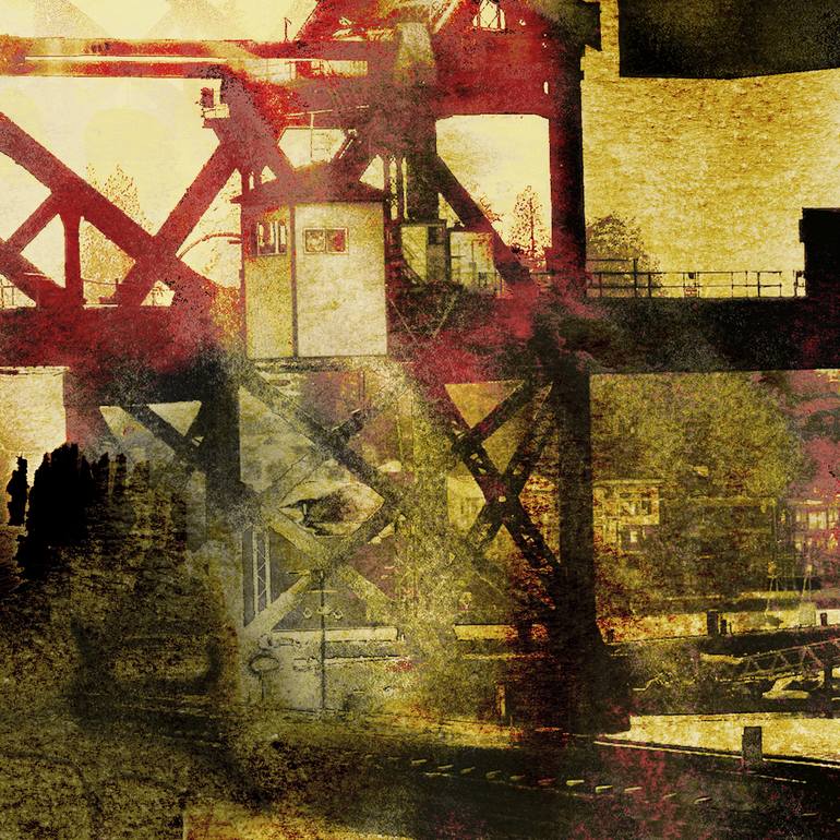 Original Abstract Architecture Mixed Media by Iskra Johnson