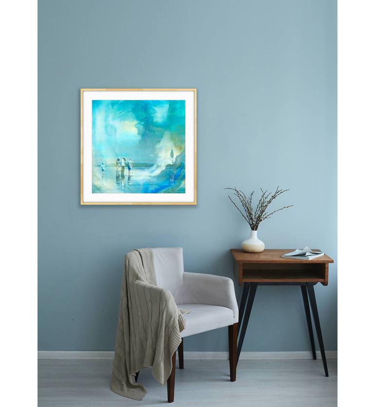 Original Abstract Beach Mixed Media by Iskra Johnson