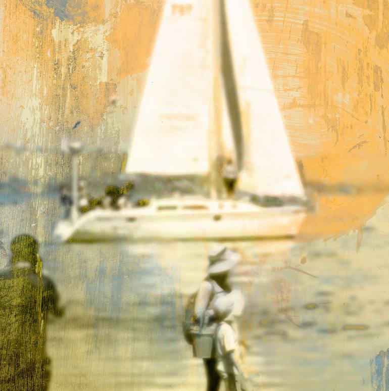 Original Impressionism Sailboat Mixed Media by Iskra Johnson