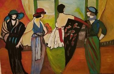 Original Art Deco Women Paintings by rachela fogelfeld