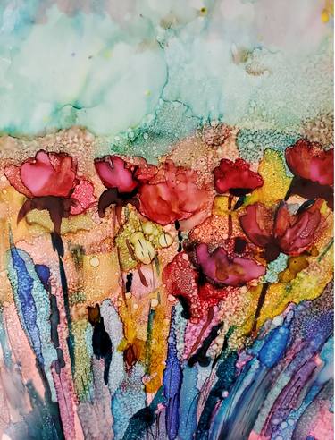 Original Abstract Expressionism Floral Paintings by rachela fogelfeld