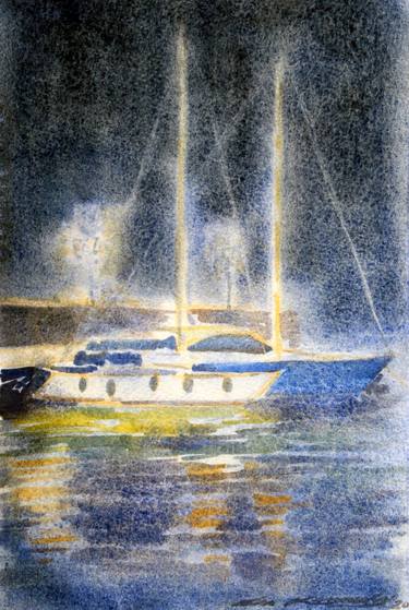 Original Impressionism Yacht Paintings by Leo Kennedy
