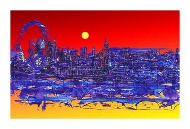 Original Abstract Expressionism Cities Drawing by Keith Browning