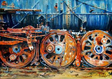 Original Train Paintings by Pawel Gladkow