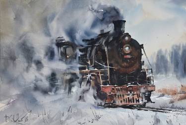 Original Train Paintings by Pawel Gladkow