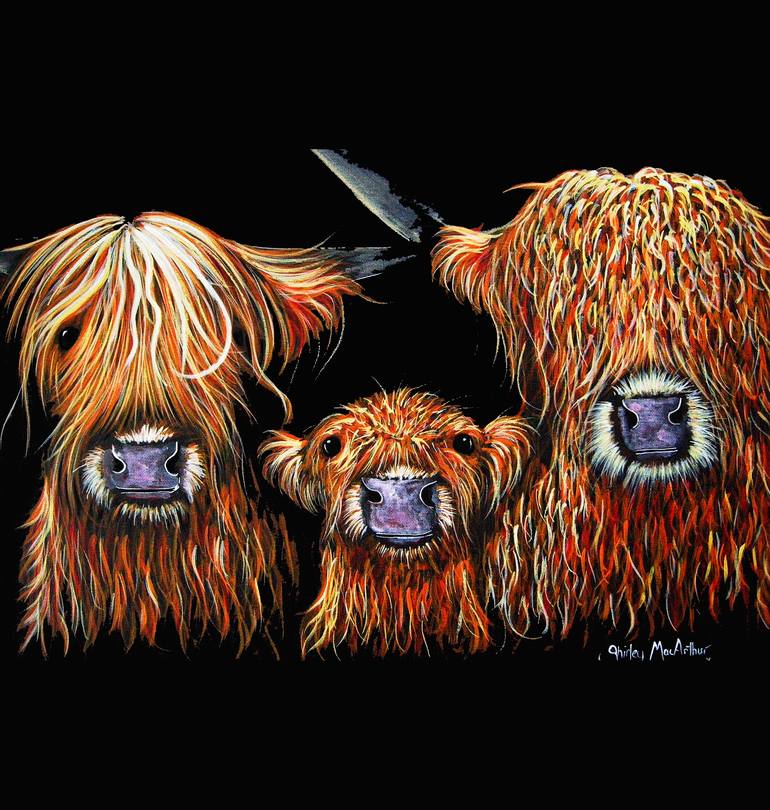 HIGHLAND COW PRINTS of Original SCOTTISH Painting ' ANGUS ' by SHIRLEY MACARTHUR 