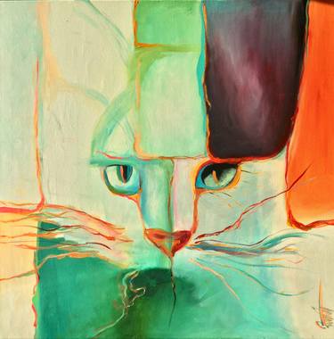Print of Abstract Cats Paintings by Ilze Rēvalde