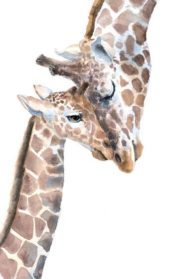 Giraffes. Mother and baby/ thumb