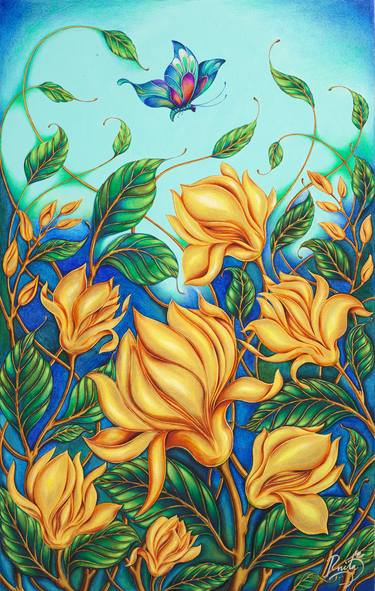 Print of Fine Art Floral Paintings by R Neeta