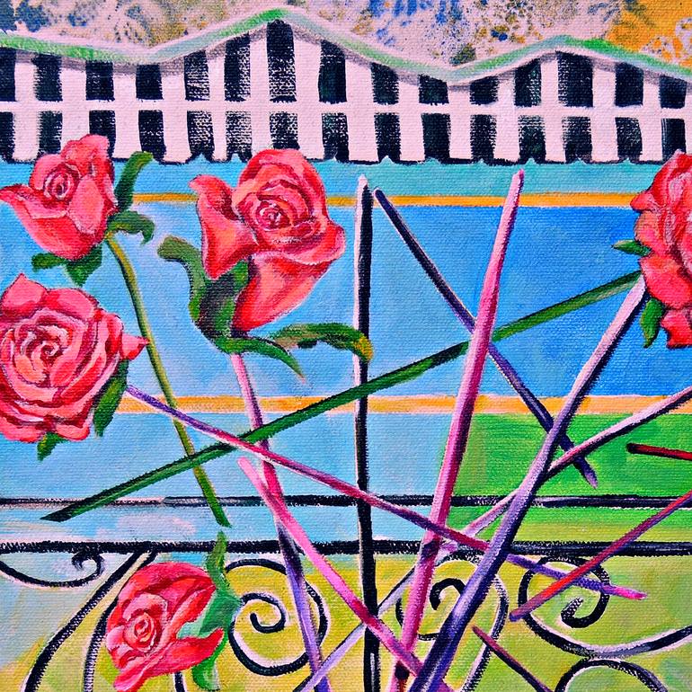 Original Pop Art Floral Painting by Batya Kuncman