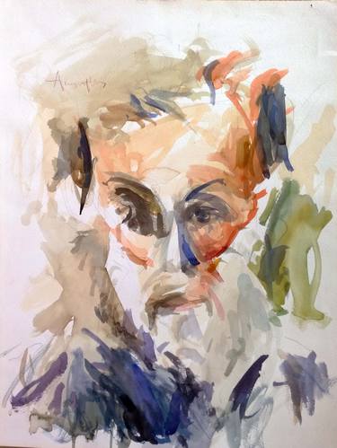 Original Expressionism Portrait Painting by Akanthos A