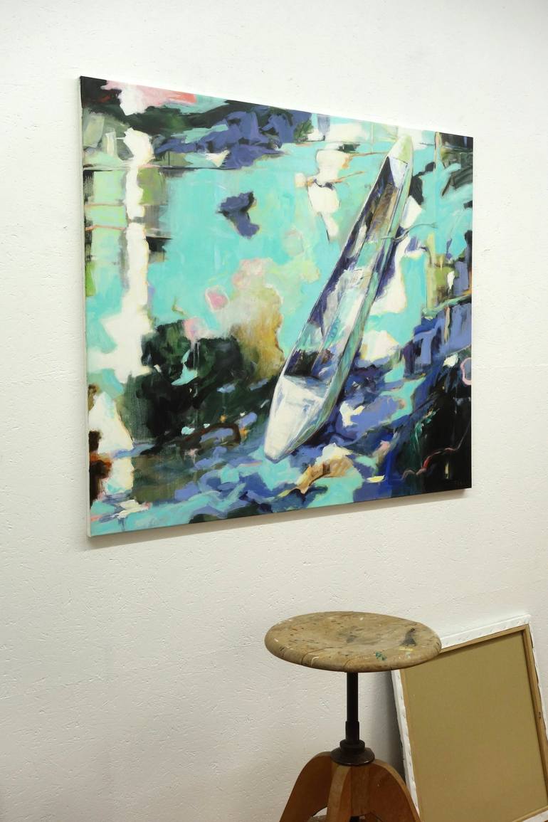 Original Boat Painting by Jürgen Büse Filzen