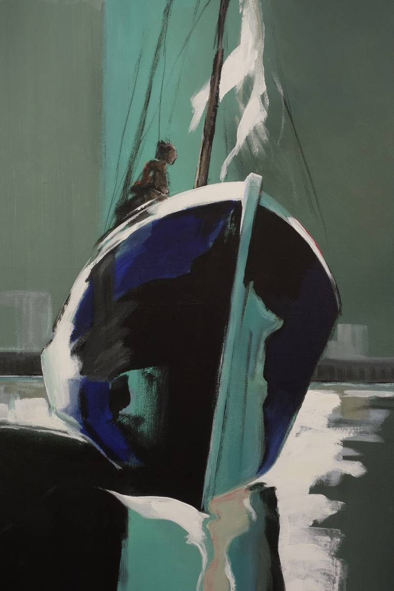 Original Expressionism Boat Painting by Jürgen Büse Filzen