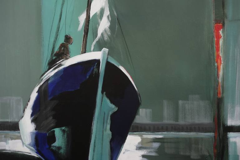 Original Expressionism Boat Painting by Jürgen Büse Filzen