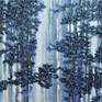 In the forest, there is always a restlessness in the leaves in addition to the play of light. I painted that in a mood in the early, foggy morning. The royal blue is a type of writing on the leaves and describes well the light and the slight movement of the leaves.