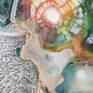 I paint in an abstract style, using layers, characterised by transparency, lightness, fluidity and gentle expression, which allow me to sense the presence of movement. 
My artistic language allows the viewer to immerse himself in a multi-layered world of characters and feelings and to sense his own personal inner journey.