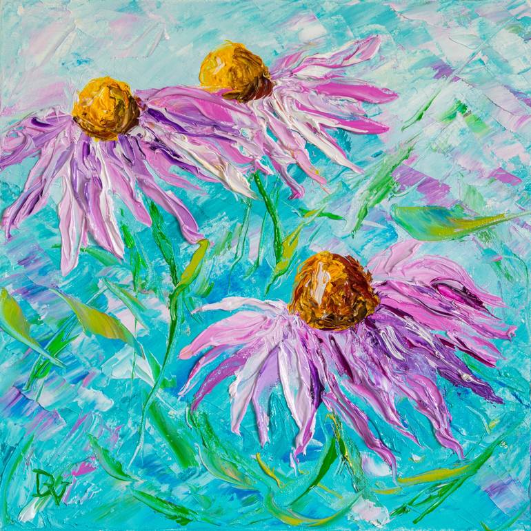 Purple daisies Painting by Vladyslav Durniev | Saatchi Art