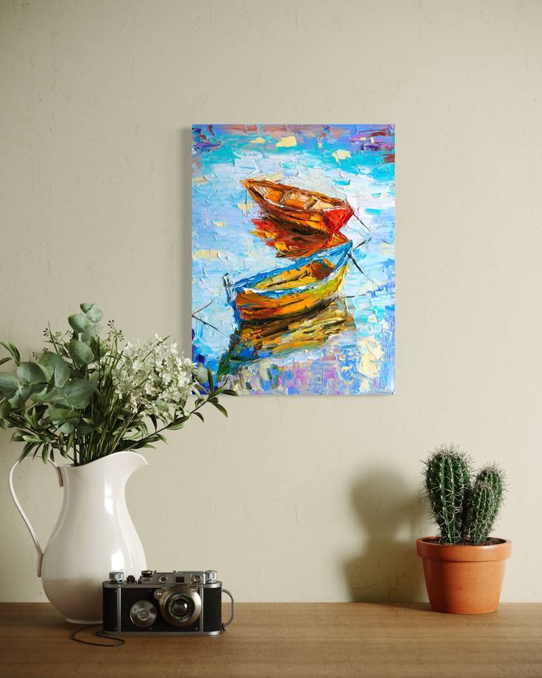 Original Impressionism Boat Painting by Vladyslav Durniev