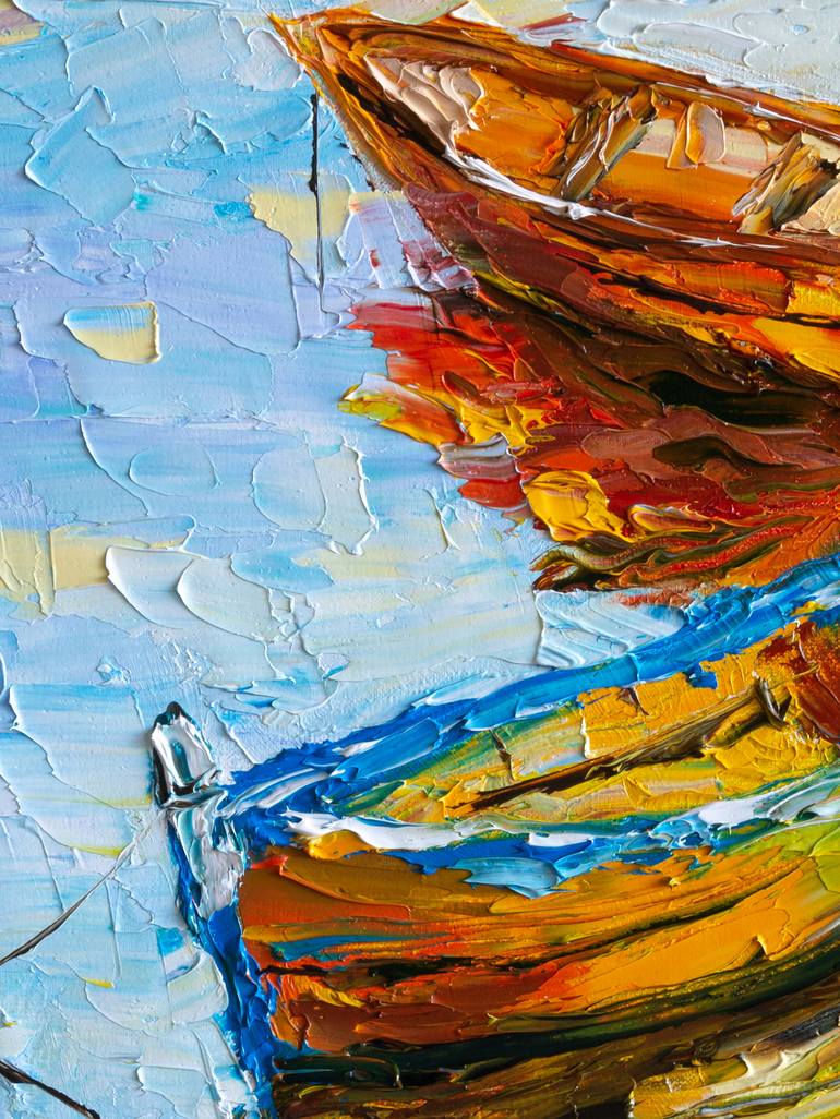 Original Impressionism Boat Painting by Vladyslav Durniev
