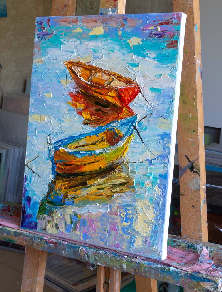 Original Impressionism Boat Painting by Vladyslav Durniev