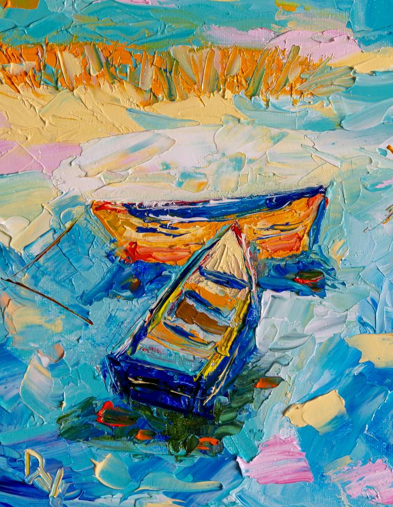 Original Impressionism Boat Painting by Vladyslav Durniev