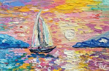 Original Impressionism Sailboat Paintings by Vladyslav Durniev