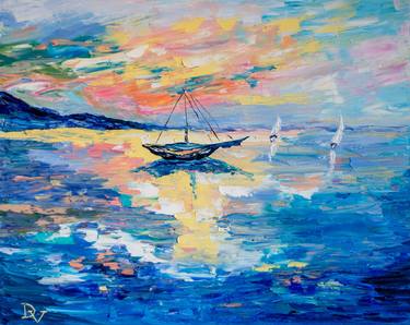 Original Impressionism Sailboat Paintings by Vladyslav Durniev