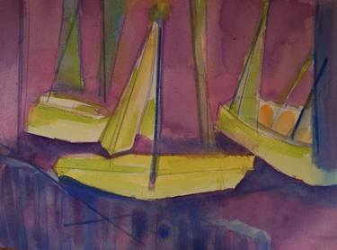Original Abstract Boat Painting by Joyce Lieberman
