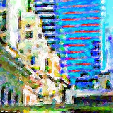 Print of Abstract Architecture Mixed Media by Lin Giralt