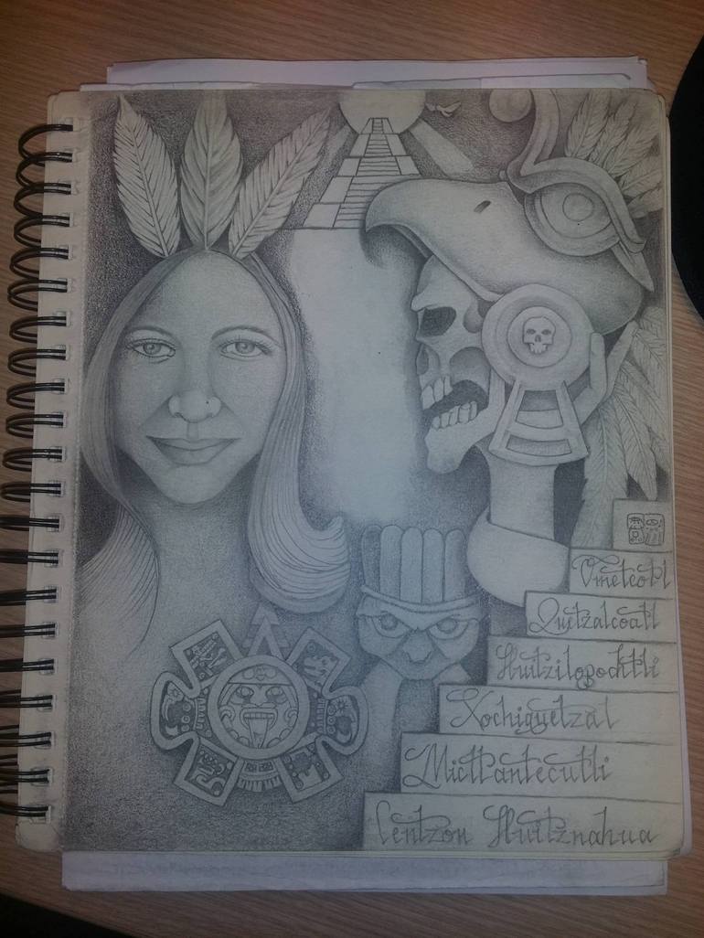 aztec pencil drawings