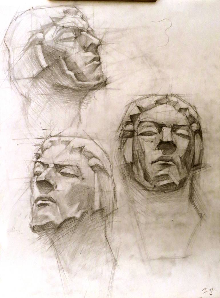 Academic drawing study. Head. Drawing by Ivan Onnellinen Saatchi Art