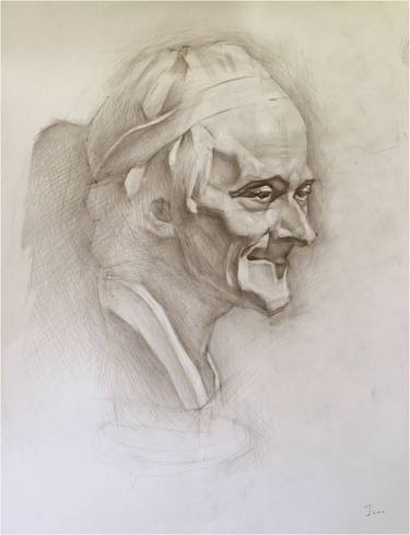 Academic drawing study, Voltaire (Houdon) thumb