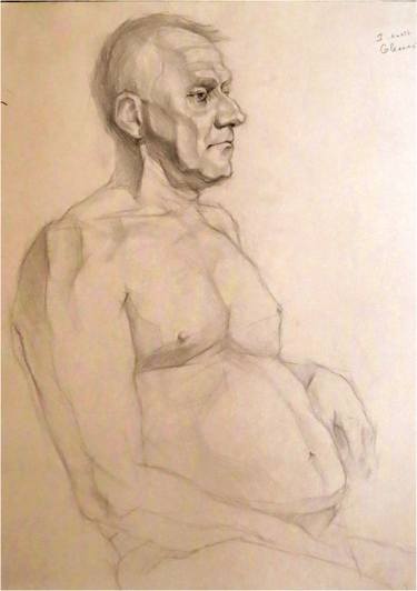 Academic drawing study, male, half-figure thumb