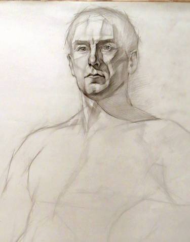 Academic drawing study, male, half-figure thumb