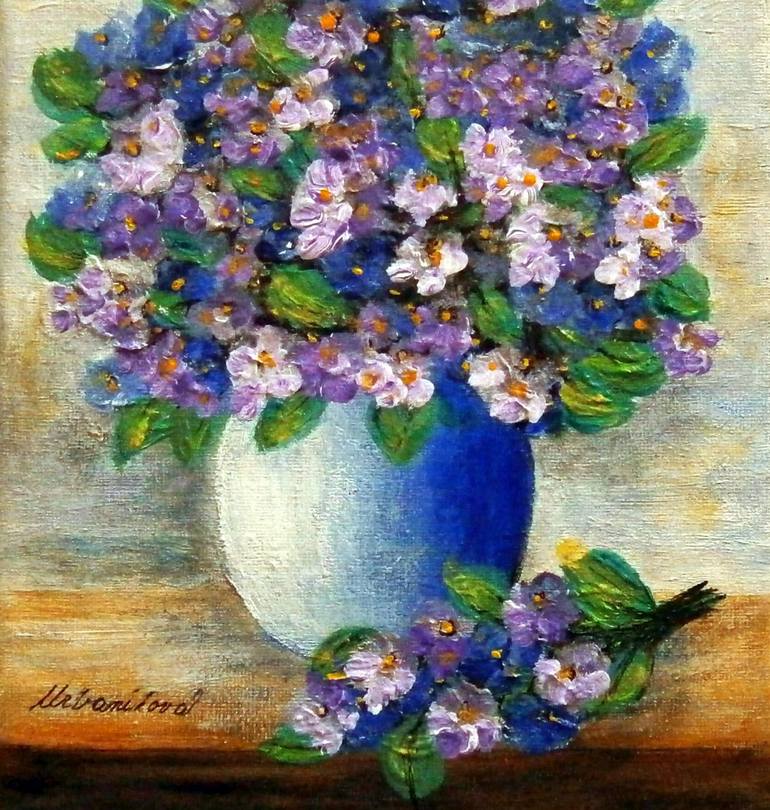 Original Impressionism Floral Painting by Emilia Urbaníková