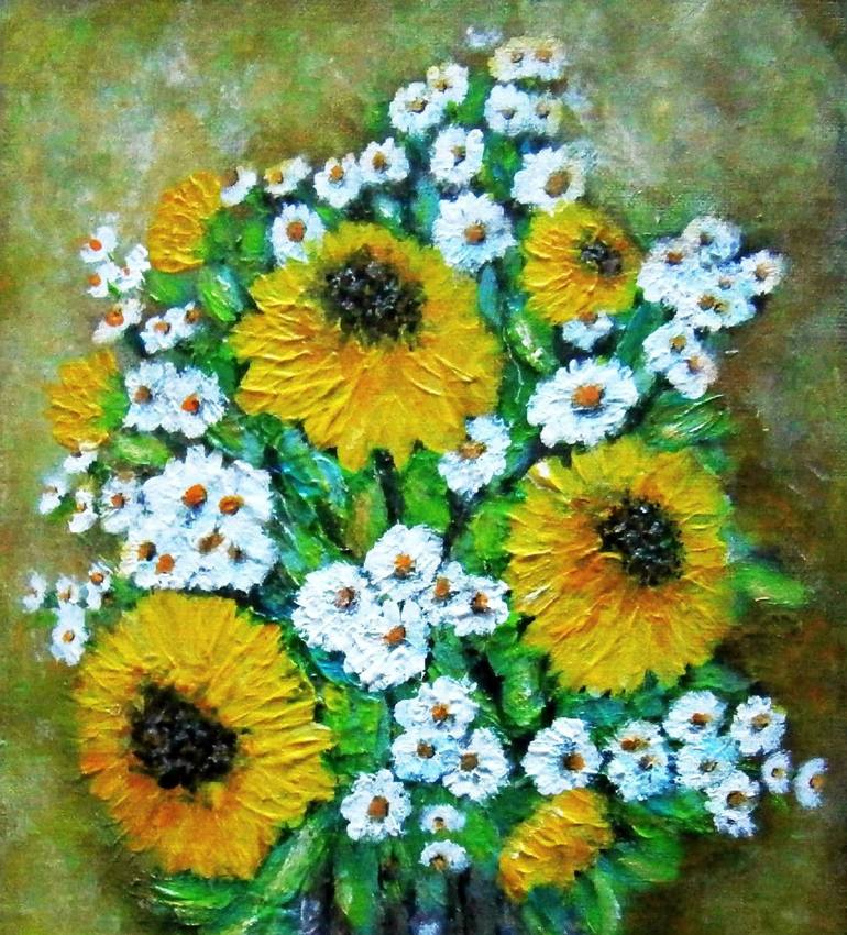 Original Impressionism Floral Painting by Emilia Urbaníková