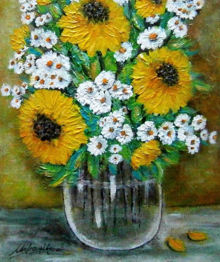 Original Impressionism Floral Painting by Emilia Urbaníková