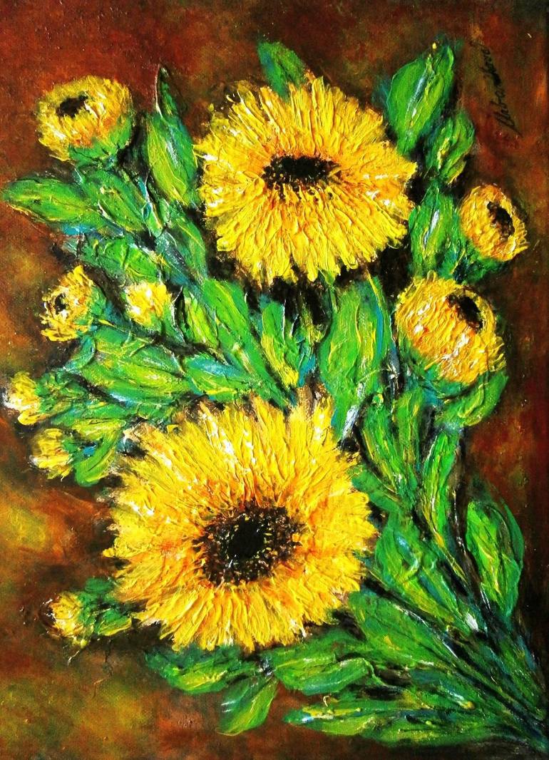 Original Impressionism Floral Painting by Emilia Urbaníková