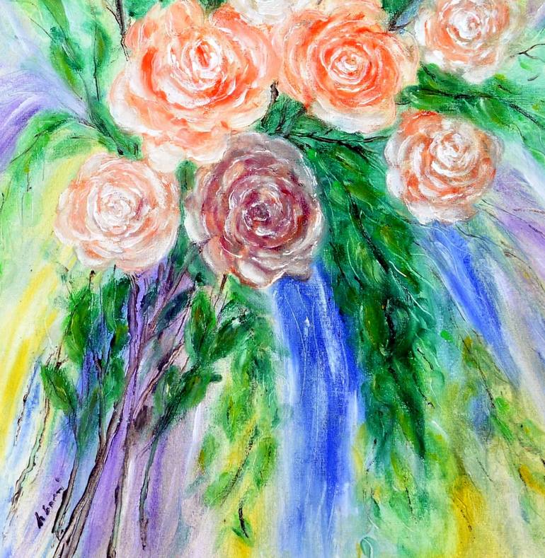 Original Impressionism Floral Painting by Emilia Urbaníková