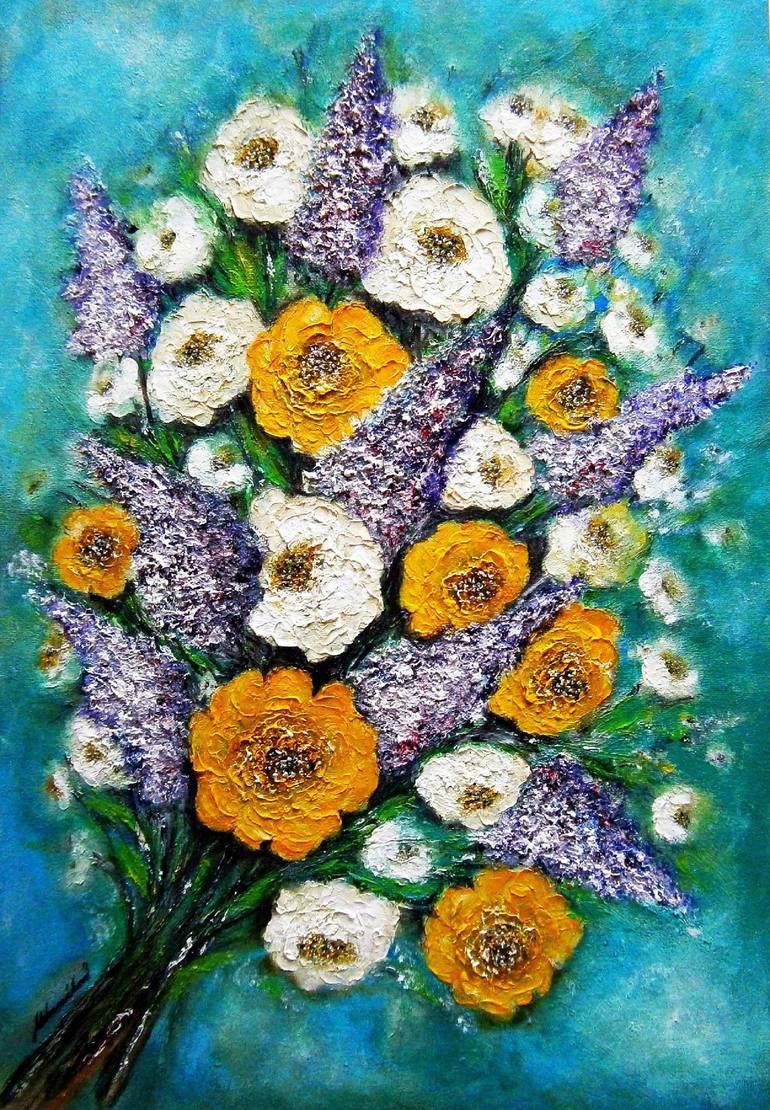 Bouquet of flowers Painting by Emilia Urbaníková | Saatchi Art