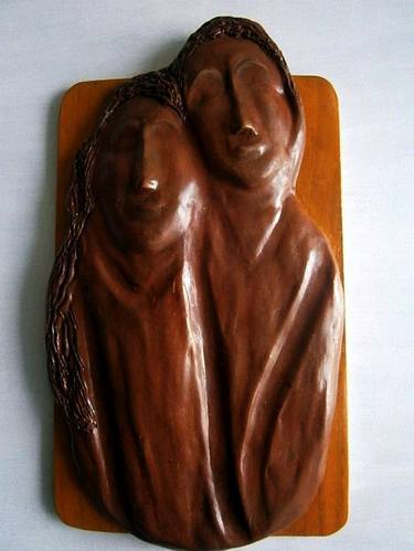 The two of us and time - ceramic relief .. thumb