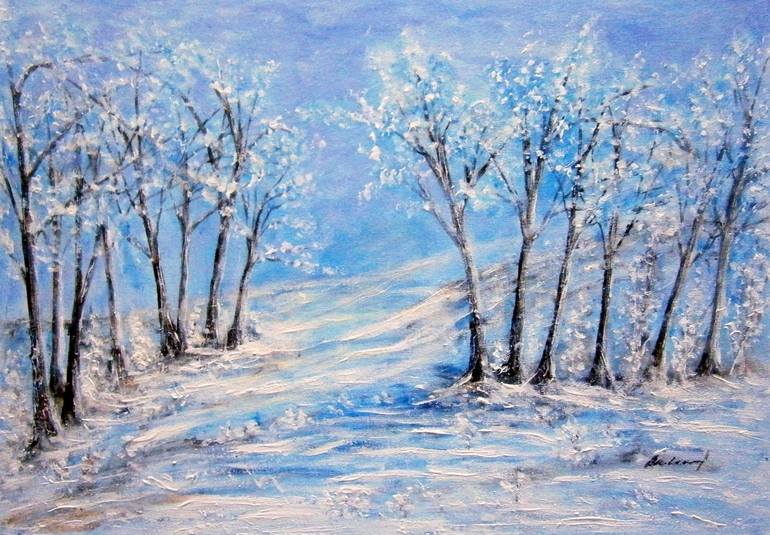 Winter country2.. Painting by Emilia Urbaníková | Saatchi Art