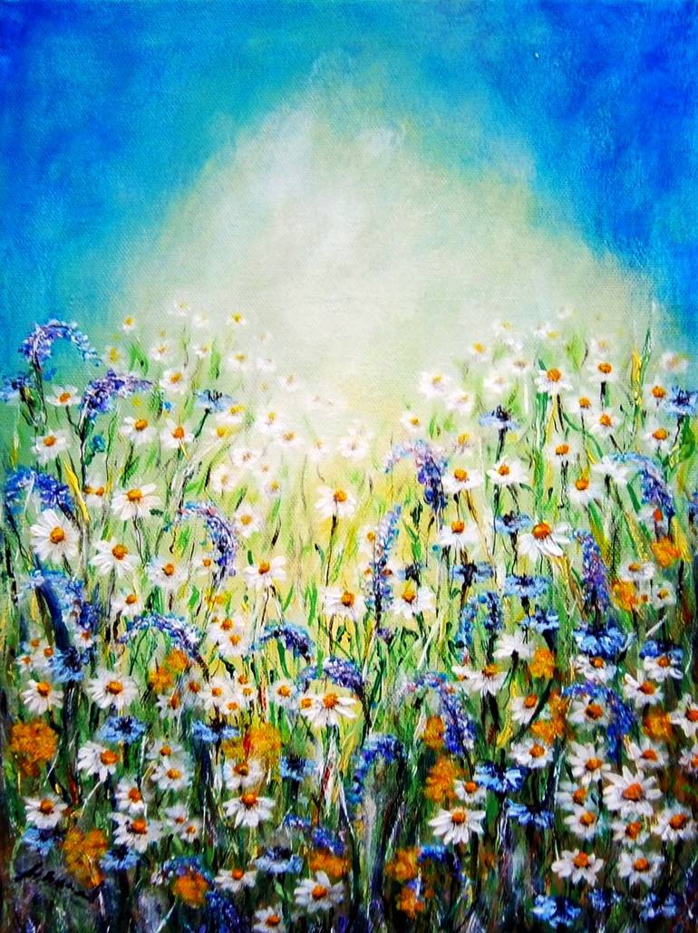 Meadow flowers 3 Painting by Emilia Urbaníková | Saatchi Art