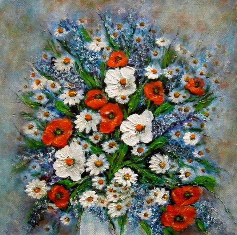 Original Floral Painting by Emilia Urbaníková