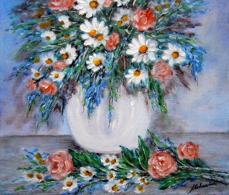 Original Impressionism Floral Painting by Emilia Urbaníková