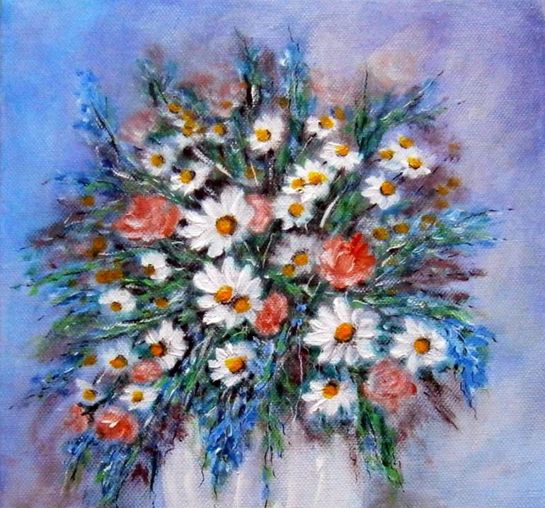 Original Impressionism Floral Painting by Emilia Urbaníková