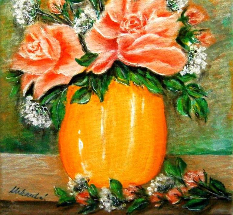 Original Impressionism Floral Painting by Emilia Urbaníková